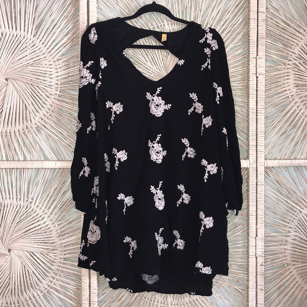 Small Free People Long Sleeve Boho Slip Mini Dress